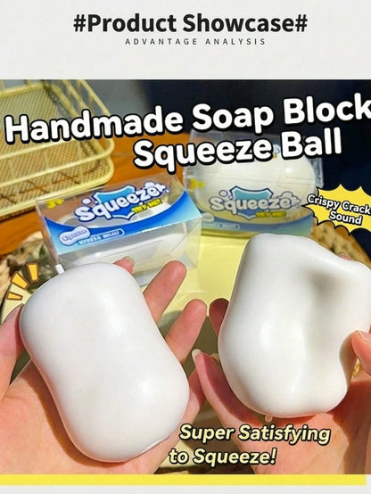 Soap Block Squeeze Ball Fully Filled- Squeezing Makes A Crunchy Sound (Sound Of Crushing Crisp Skin)- Squishy Moldable Stress Relief Toy- Comes With Premium Hard Box Packaging- Soft And Sticky Tex