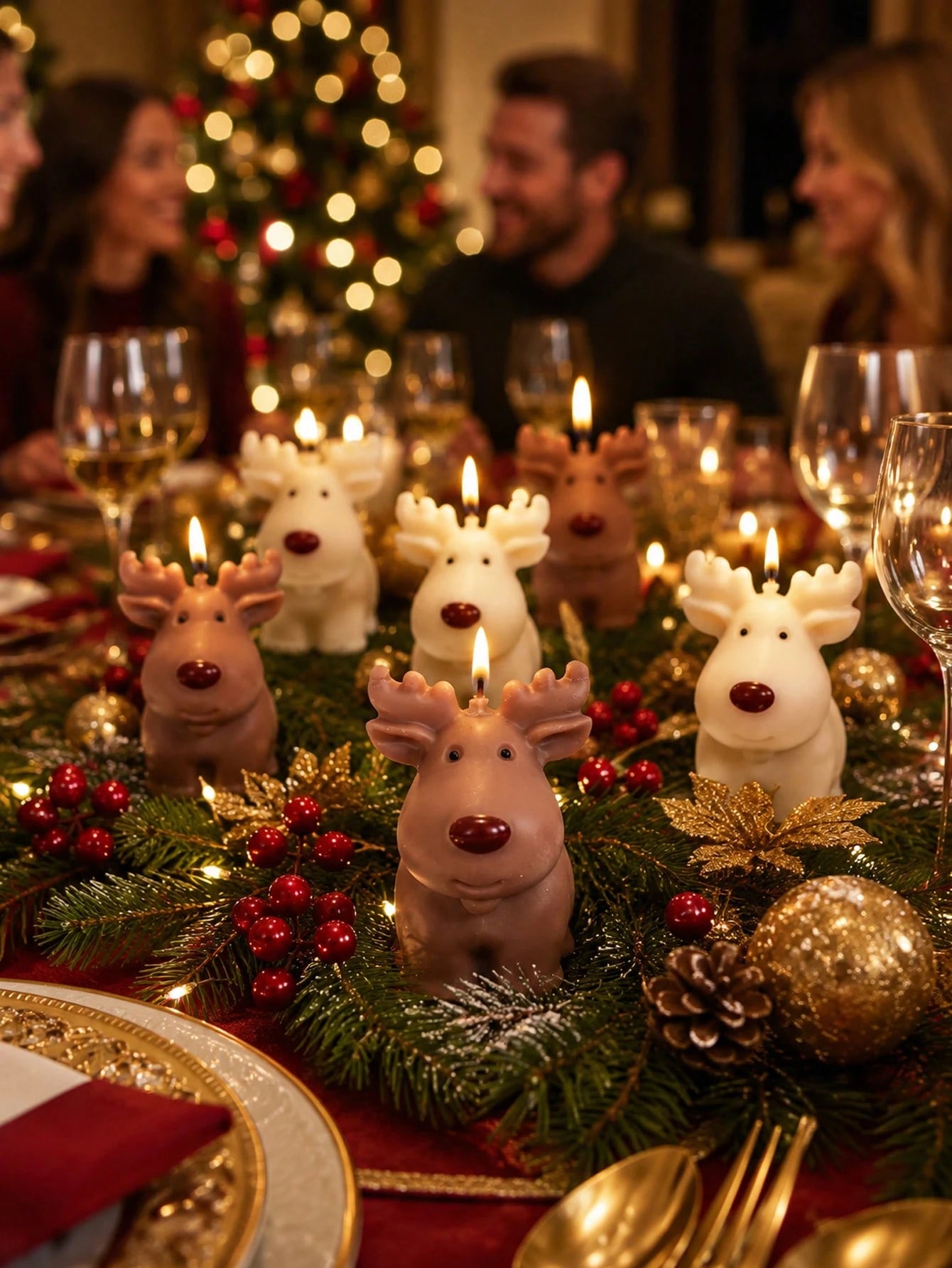 Soft Cute Rudolph Reindeer Silicone Candle Mold, 3D Sitting Pose Large Antlers Round Nose Deer Figurine One-Piece Mold, Heat-Resistant Flexible Non-Stick Silicone For Complete Demolding And Repeated C