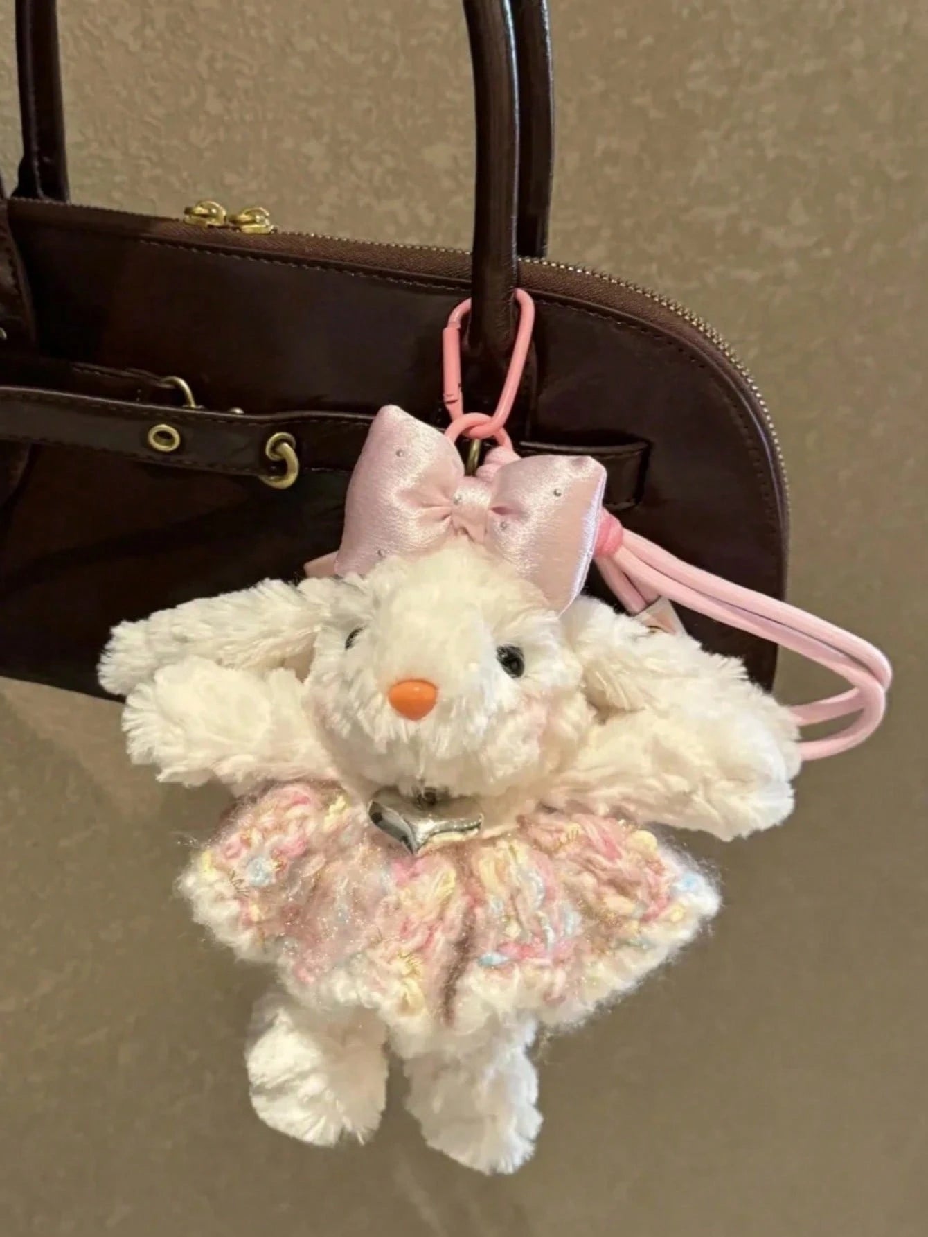 Soft Girl Style Accessories Plush Rabbit Pendant, Floral Dress Drooping Ear Rabbit Keychain, Sweet Girl Style Backpack Charm, Gift For Best Friend, Valentine's Day Gift, Bag Accessories Bag Charm Acce