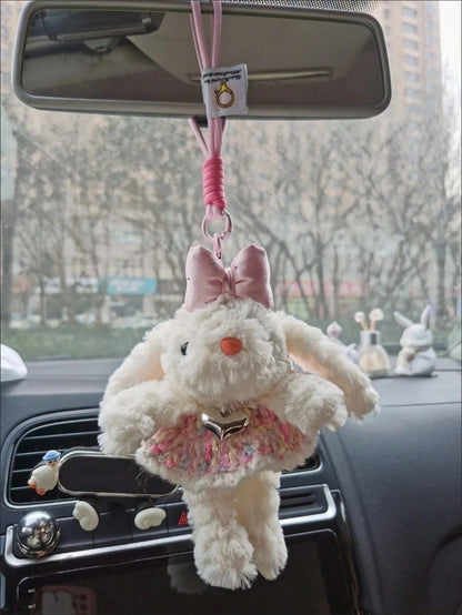 Soft Girl Style Accessories Plush Rabbit Pendant, Floral Dress Drooping Ear Rabbit Keychain, Sweet Girl Style Backpack Charm, Gift For Best Friend, Valentine's Day Gift, Bag Accessories Bag Charm Acce