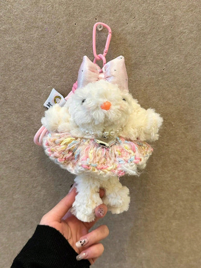 Soft Girl Style Accessories Plush Rabbit Pendant, Floral Dress Drooping Ear Rabbit Keychain, Sweet Girl Style Backpack Charm, Gift For Best Friend, Valentine's Day Gift, Bag Accessories Bag Charm Acce