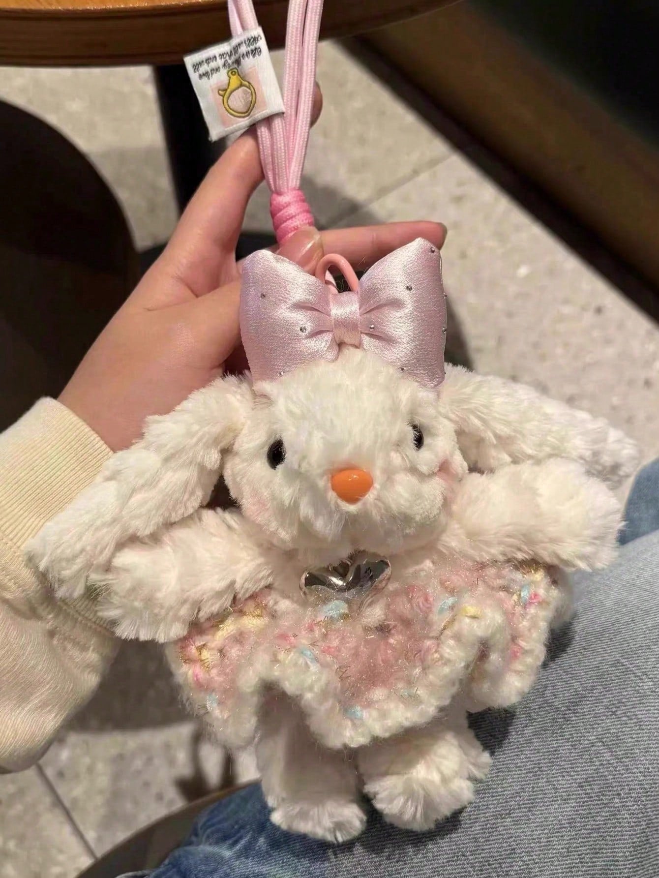 Soft Girl Style Accessories Plush Rabbit Pendant, Floral Dress Drooping Ear Rabbit Keychain, Sweet Girl Style Backpack Charm, Gift For Best Friend, Valentine's Day Gift, Bag Accessories Bag Charm Acce
