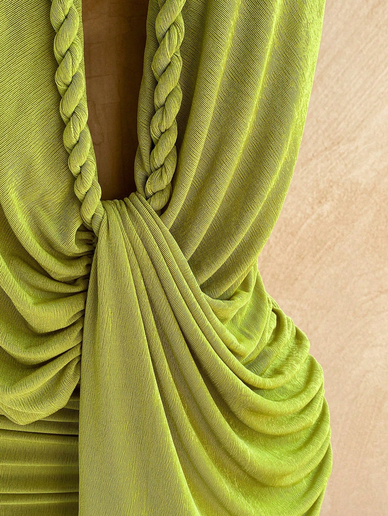 Soleia Women's Solid Color Backless Halter Mini Dress, Suitable For Vacation Beach Party Night Out, Summer Dress, Olive Green Sexy