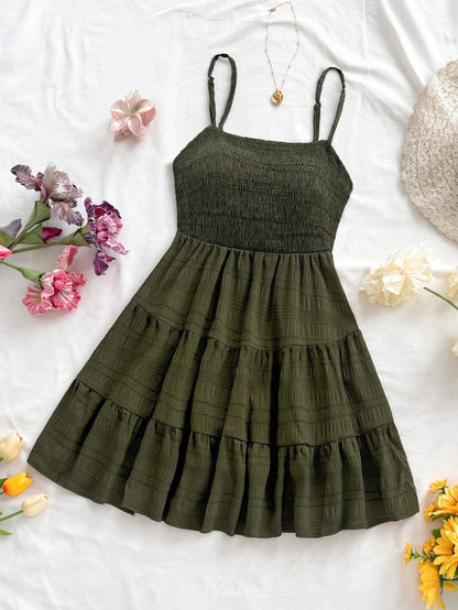 Soleia Women Summer Solid Color Halter Neck Pleated Hem Casual Tank Dress,Sun Dress,Summer Dresses For Women