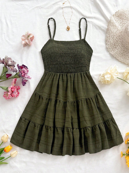 Soleia Women Summer Solid Color Halter Neck Pleated Hem Casual Tank Dress,Sun Dress,Summer Dresses For Women