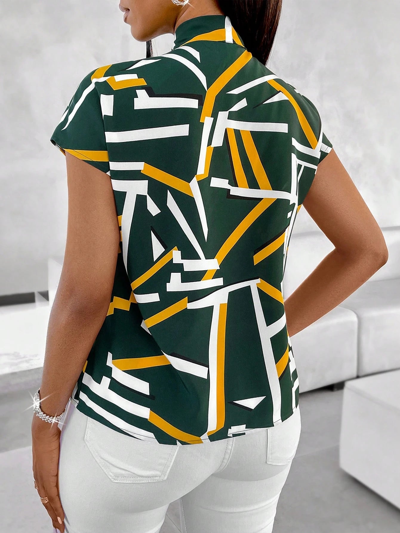 SOLERSUN Blue Bow Tie Blouse For Women, Suitable For Commuting And Casual Wear, Perfect For Spring And Summer, Ideal For Teachers.
