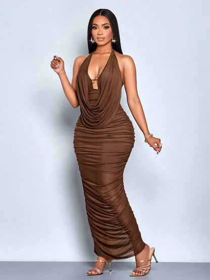 SOLERSUN Coffee Brown,Summer,Elegant,Tropical,Cocktail Homecoming Dress For Women,Back To School Teacher Outfits,Wedding Guest Graduation Prom Party Dress