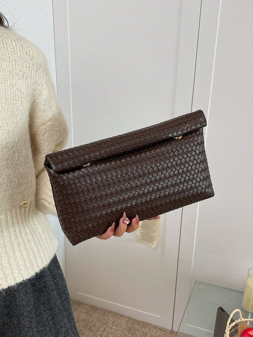 Solid Color PU Leather Lightweight Large Capacity Flap Magnetic Closure Small Square Bag, Multi-Functional Party Evening Bag, Suitable For Women
