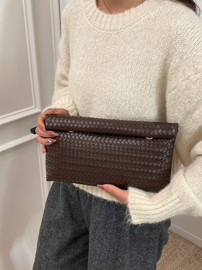 Solid Color PU Leather Lightweight Large Capacity Flap Magnetic Closure Small Square Bag, Multi-Functional Party Evening Bag, Suitable For Women