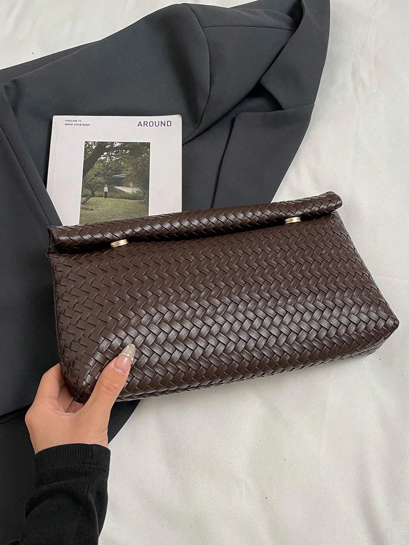 Solid Color PU Leather Lightweight Large Capacity Flap Magnetic Closure Small Square Bag, Multi-Functional Party Evening Bag, Suitable For Women