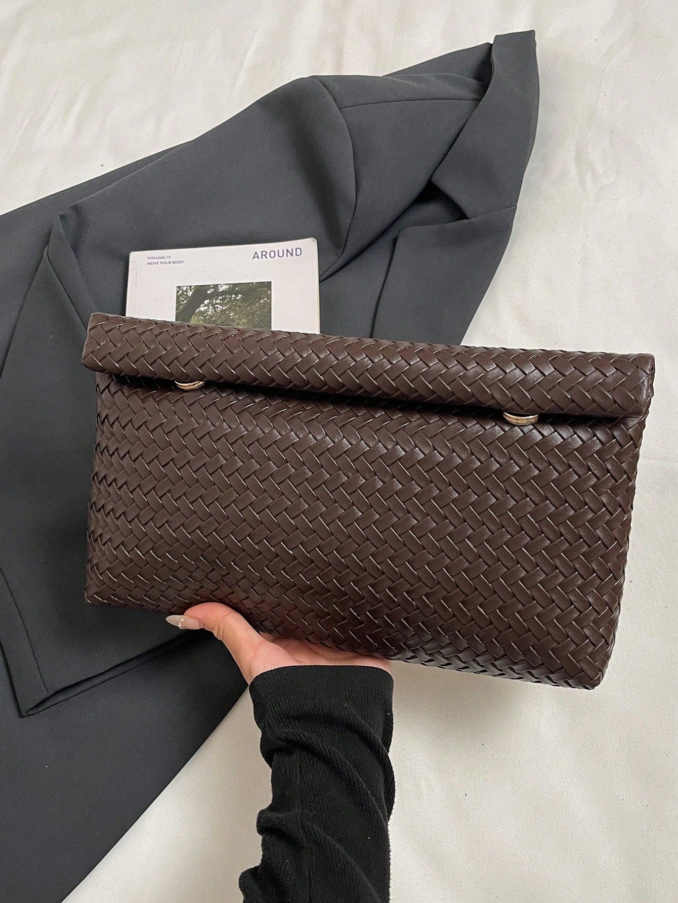 Solid Color PU Leather Lightweight Large Capacity Flap Magnetic Closure Small Square Bag, Multi-Functional Party Evening Bag, Suitable For Women