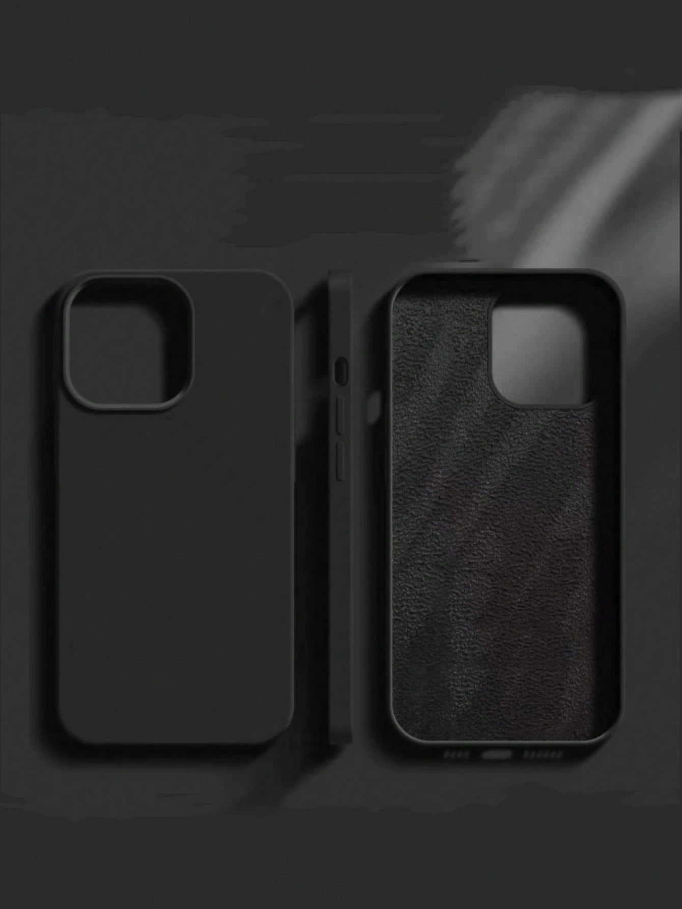 Solid Color Silicone Luxury Black Shockproof Solid Black Luxury Liquid Silicone 1pc Luxury Liquid Silicone Shockproof Phone Premium Case Compatible With IPhone 16, 14, 13, 12, 11, 15 Pro Max, Also Com