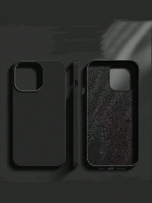 Solid Color Silicone Luxury Black Shockproof Solid Black Luxury Liquid Silicone 1pc Luxury Liquid Silicone Shockproof Phone Premium Case Compatible With IPhone 16, 14, 13, 12, 11, 15 Pro Max, Also Com