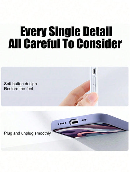 Solid Color Silicone Luxury Black Shockproof Solid Black Luxury Liquid Silicone 1pc Luxury Liquid Silicone Shockproof Phone Premium Case Compatible With IPhone 16, 14, 13, 12, 11, 15 Pro Max, Also Com