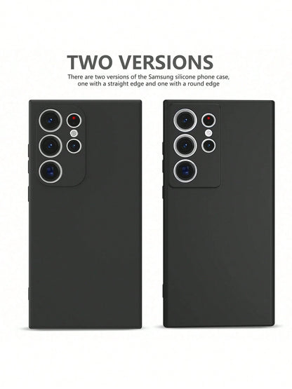 Solid Color Silicone Luxury Black Shockproof Solid Black Luxury Liquid Silicone 1pc Luxury Liquid Silicone Shockproof Phone Premium Case Compatible With IPhone 16, 14, 13, 12, 11, 15 Pro Max, Also Com