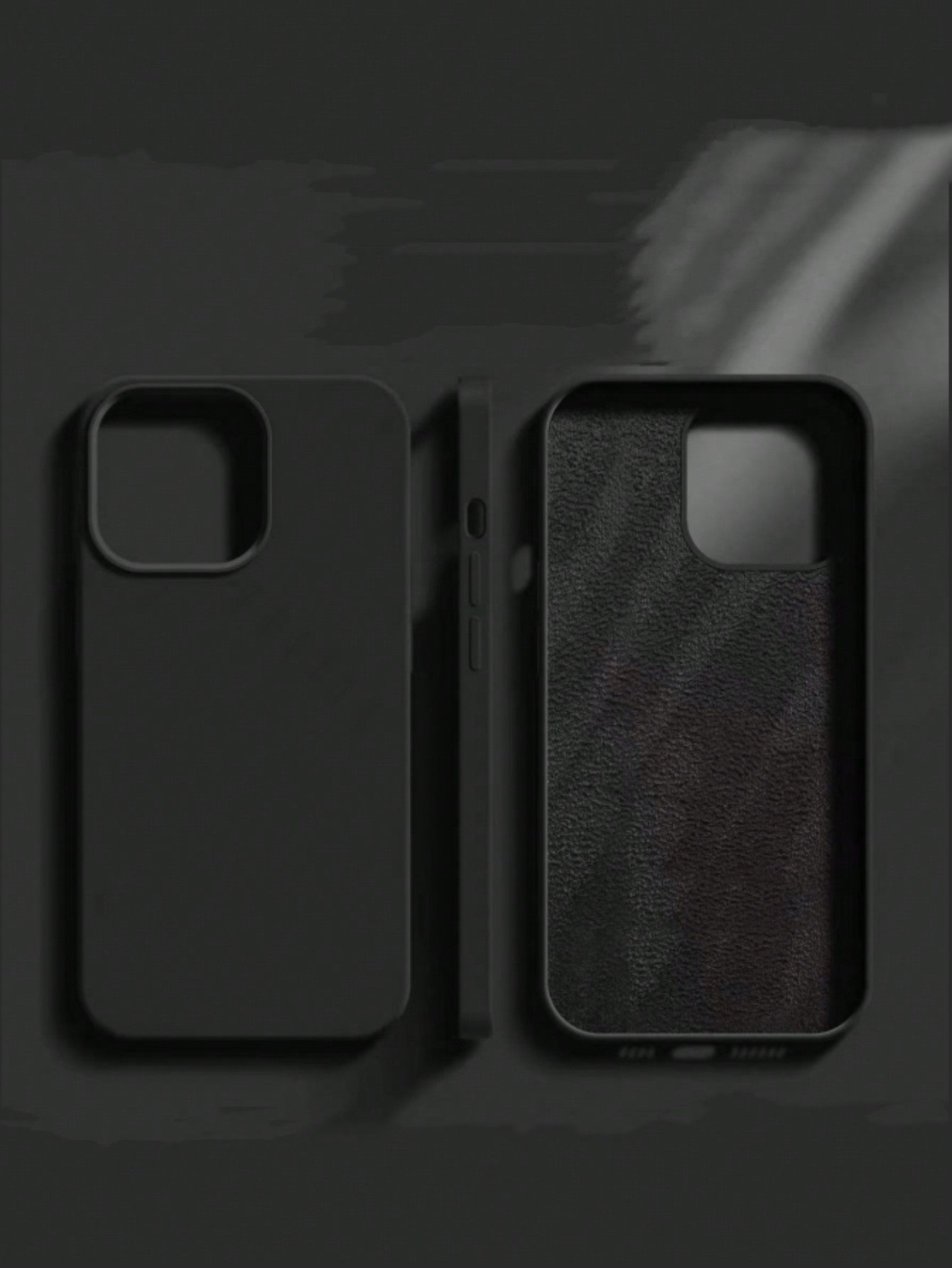 Solid Color Silicone Luxury Black Shockproof Solid Black Luxury Liquid Silicone 1pc Luxury Liquid Silicone Shockproof Phone Premium Case Compatible With IPhone 16, 14, 13, 12, 11, 15 Pro Max, Also Com