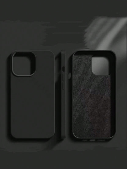 Solid Color Silicone Luxury Black Shockproof Solid Black Luxury Liquid Silicone 1pc Luxury Liquid Silicone Shockproof Phone Premium Case Compatible With IPhone 16, 14, 13, 12, 11, 15 Pro Max, Also Com