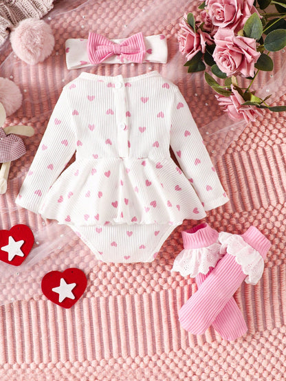 Souflis Souflis Baby Girl Heart & Bow Print Dress