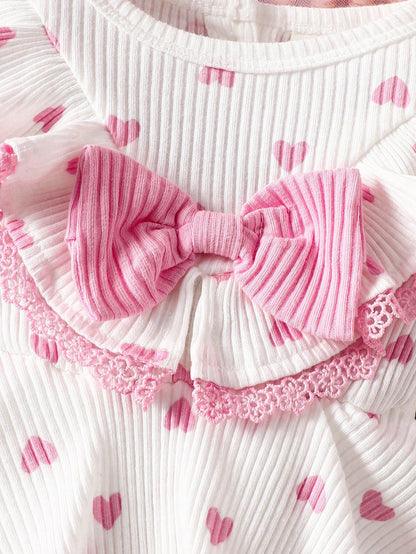 Souflis Souflis Baby Girl Heart & Bow Print Dress