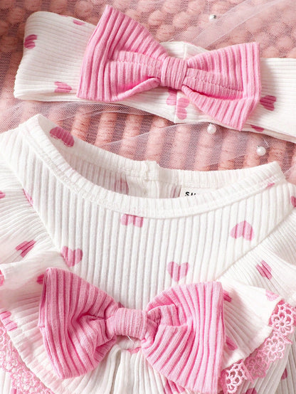 Souflis Souflis Baby Girl Heart & Bow Print Dress