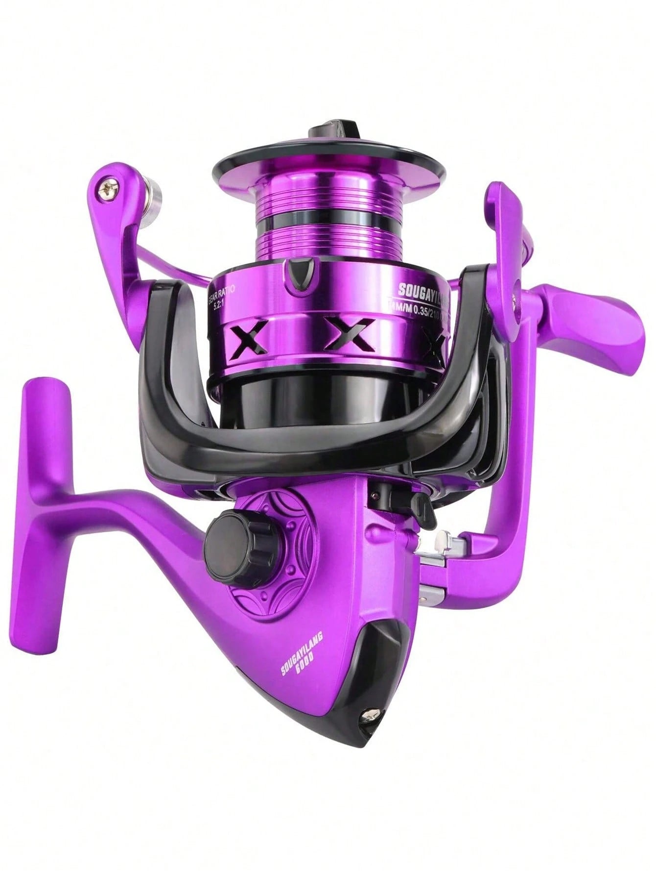 SOUGAYILANG 1Pc Spinning Fishing Reel Aluminum Spool 1000-7000 Series 5.2:1 Gear Ratio Right/Left Inter-Changeable Folding Handle Suitable For Saltwater Fishing Tools