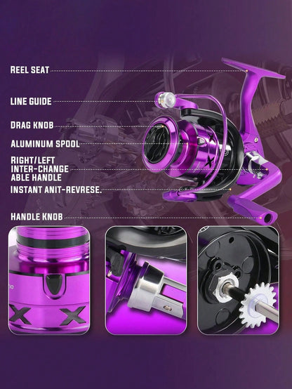 SOUGAYILANG 1Pc Spinning Fishing Reel Aluminum Spool 1000-7000 Series 5.2:1 Gear Ratio Right/Left Inter-Changeable Folding Handle Suitable For Saltwater Fishing Tools