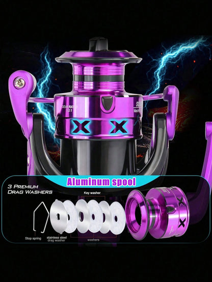 SOUGAYILANG 1Pc Spinning Fishing Reel Aluminum Spool 1000-7000 Series 5.2:1 Gear Ratio Right/Left Inter-Changeable Folding Handle Suitable For Saltwater Fishing Tools