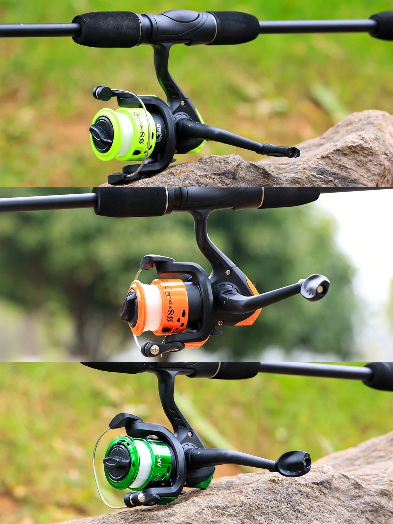 SOUGAYILANG 3BB Foldable Fishing Reel- 5.2:1 Gear Ratio, Interchangeable Handle, Stainless Steel Shaft & Precision Ball Bearings