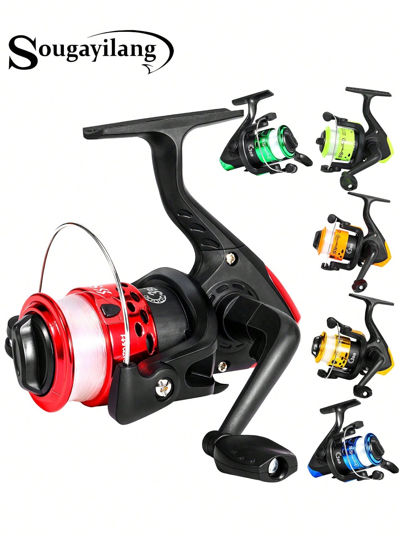 SOUGAYILANG 3BB Foldable Fishing Reel- 5.2:1 Gear Ratio, Interchangeable Handle, Stainless Steel Shaft & Precision Ball Bearings
