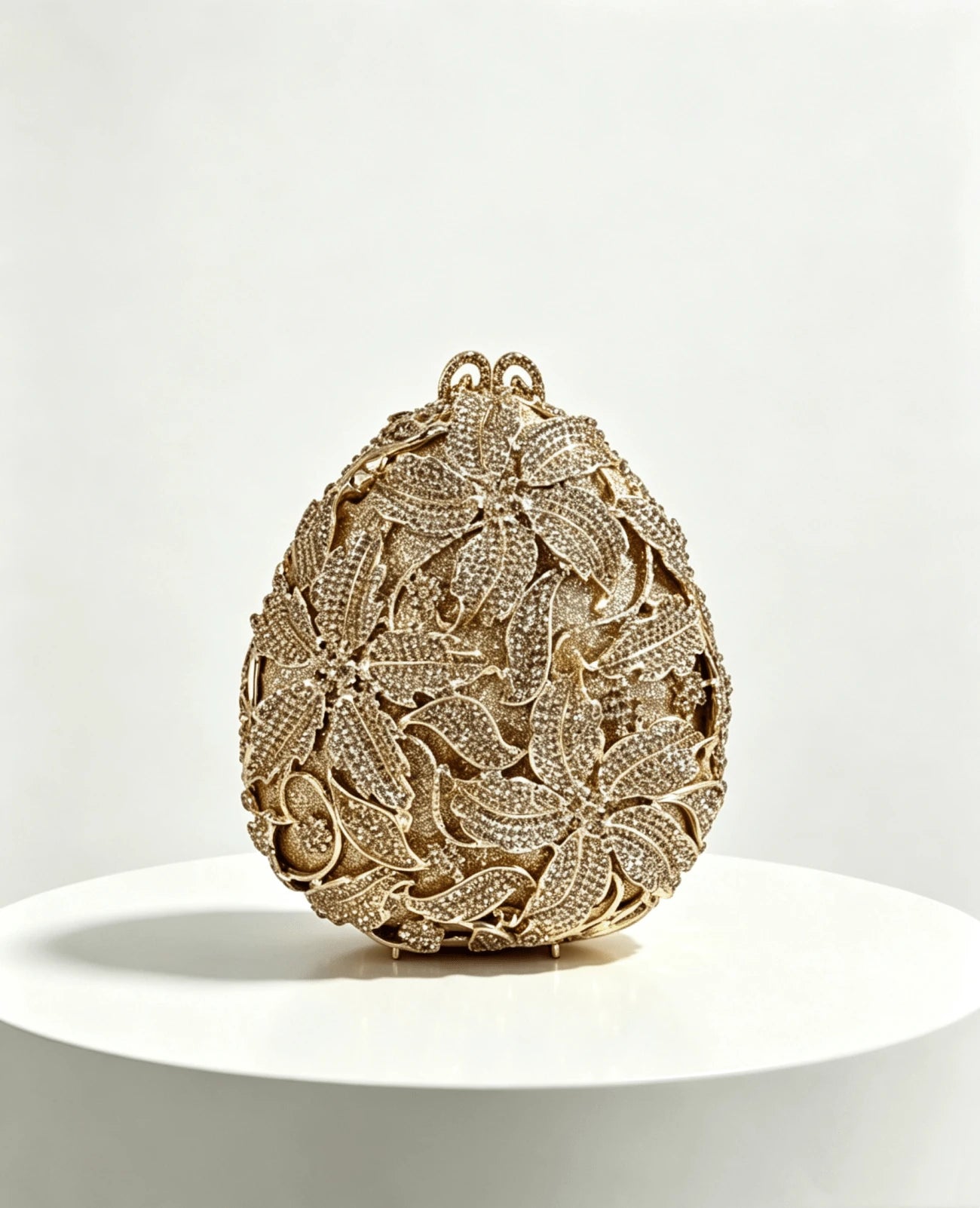 Sparkling 3D Egg Evening Bag Luxury Floral Rhinestone Clutch Bag Formal Crystal Bridal Handbag For Party Cocktail