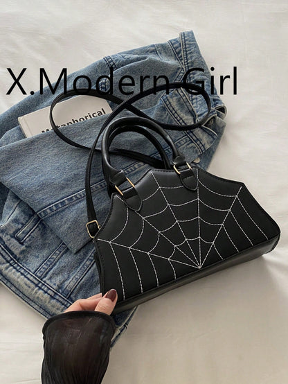 Spider Web Shaped Fashion Hand Bag, Tote Bag, Shoulder Bag For Halloween, Halloween Purse, Perfect For Fancy Party Halloween Fashion & Gothic Fashion, Best Halloween Gifts For Women, Perfectly Matchin