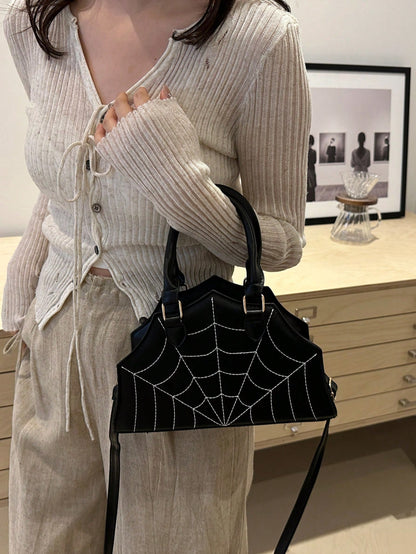 Spider Web Shaped Fashion Hand Bag, Tote Bag, Shoulder Bag For Halloween, Halloween Purse, Perfect For Fancy Party Halloween Fashion & Gothic Fashion, Best Halloween Gifts For Women, Perfectly Matchin