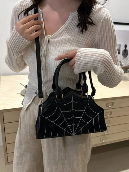 Spider Web Shaped Fashion Hand Bag, Tote Bag, Shoulder Bag For Halloween, Halloween Purse, Perfect For Fancy Party Halloween Fashion & Gothic Fashion, Best Halloween Gifts For Women, Perfectly Matchin