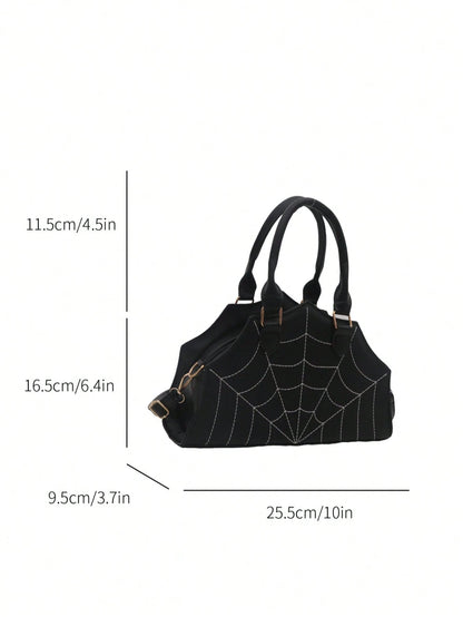 Spider Web Shaped Fashion Hand Bag, Tote Bag, Shoulder Bag For Halloween, Halloween Purse, Perfect For Fancy Party Halloween Fashion & Gothic Fashion, Best Halloween Gifts For Women, Perfectly Matchin