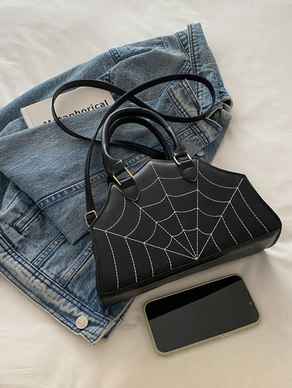 Spider Web Shaped Fashion Hand Bag, Tote Bag, Shoulder Bag For Halloween, Halloween Purse, Perfect For Fancy Party Halloween Fashion & Gothic Fashion, Best Halloween Gifts For Women, Perfectly Matchin