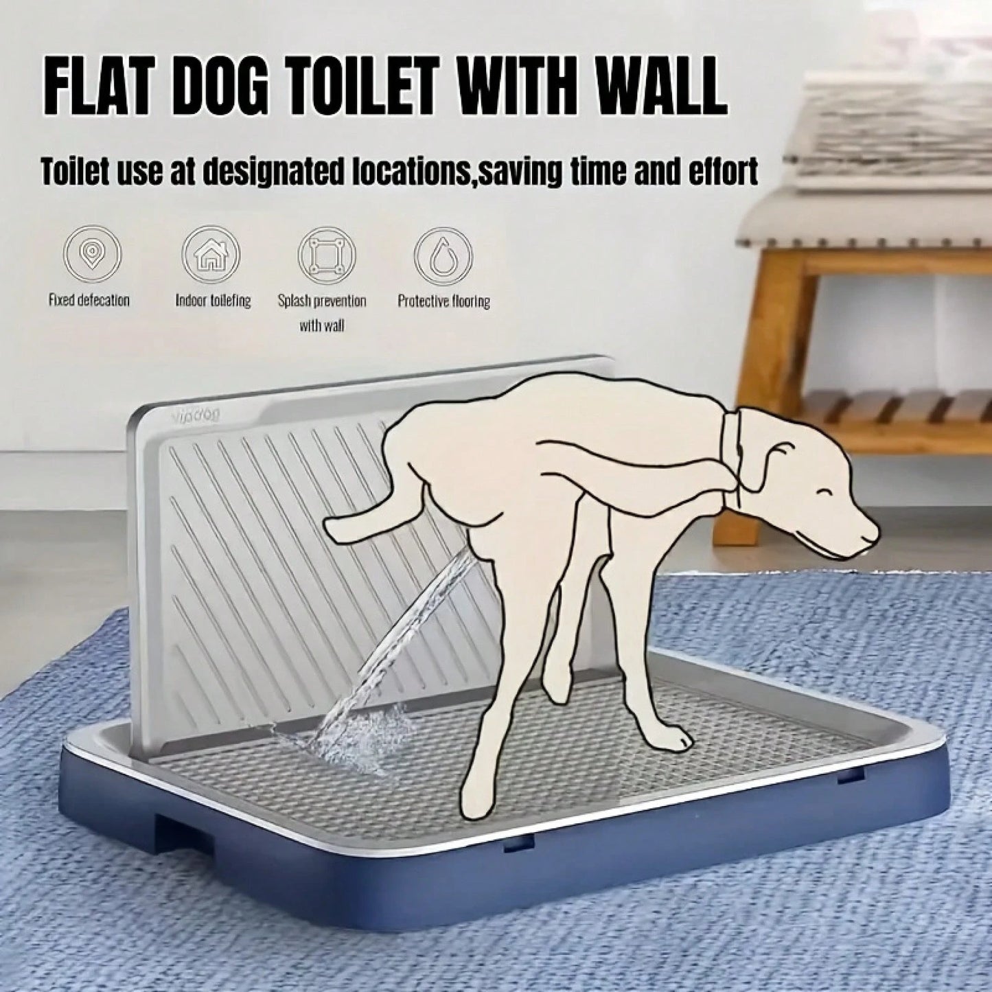 Splash-Proof Wall Dog Toilet, High-Quality Thickened Polypropylene Material Indoor Pet Toilet Tray, Removable For Easy Cleaning, Scratch-Resistant And Non-Slip Dog Litter Tray, Suitable For Small To M
