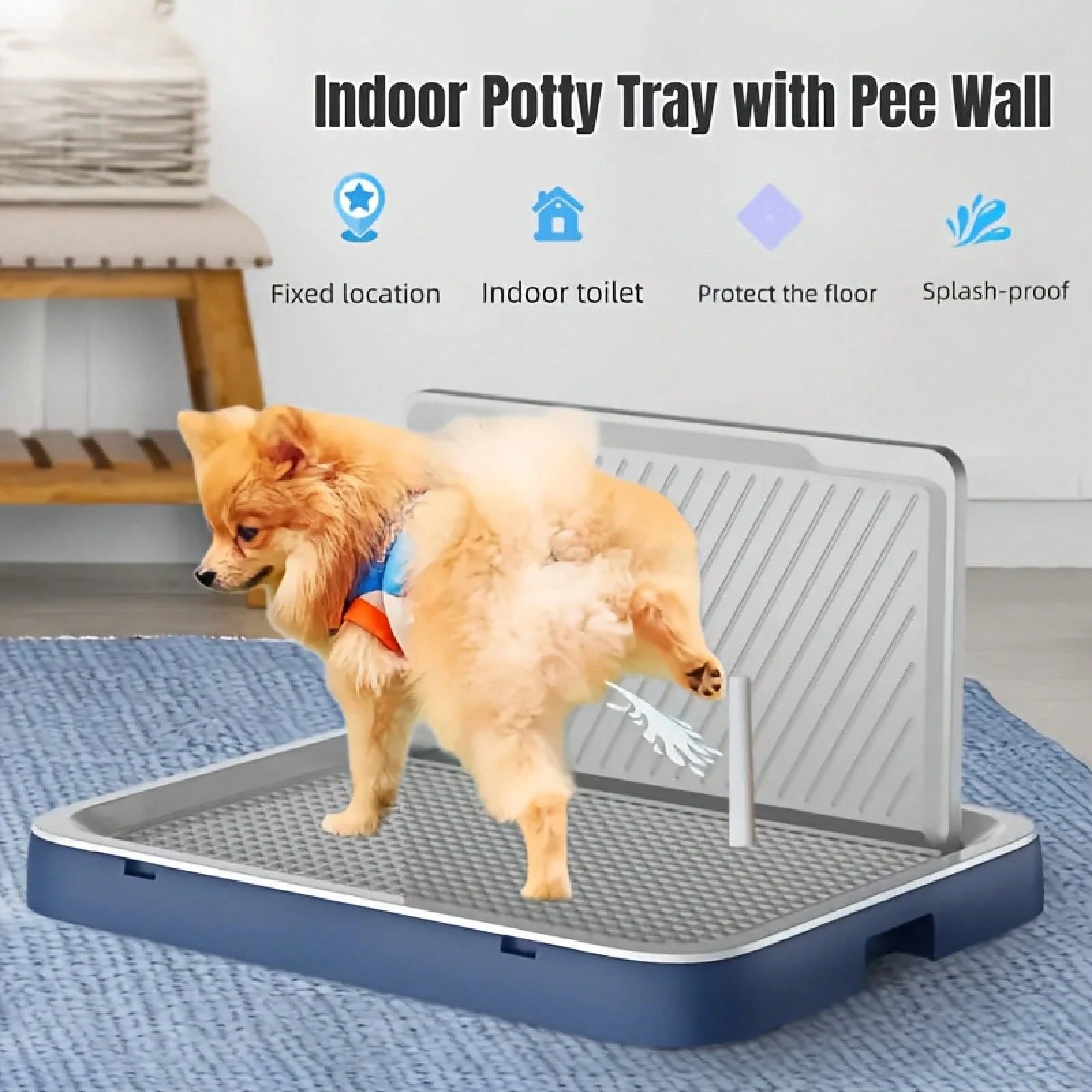 Splash-Proof Wall Dog Toilet, High-Quality Thickened Polypropylene Material Indoor Pet Toilet Tray, Removable For Easy Cleaning, Scratch-Resistant And Non-Slip Dog Litter Tray, Suitable For Small To M