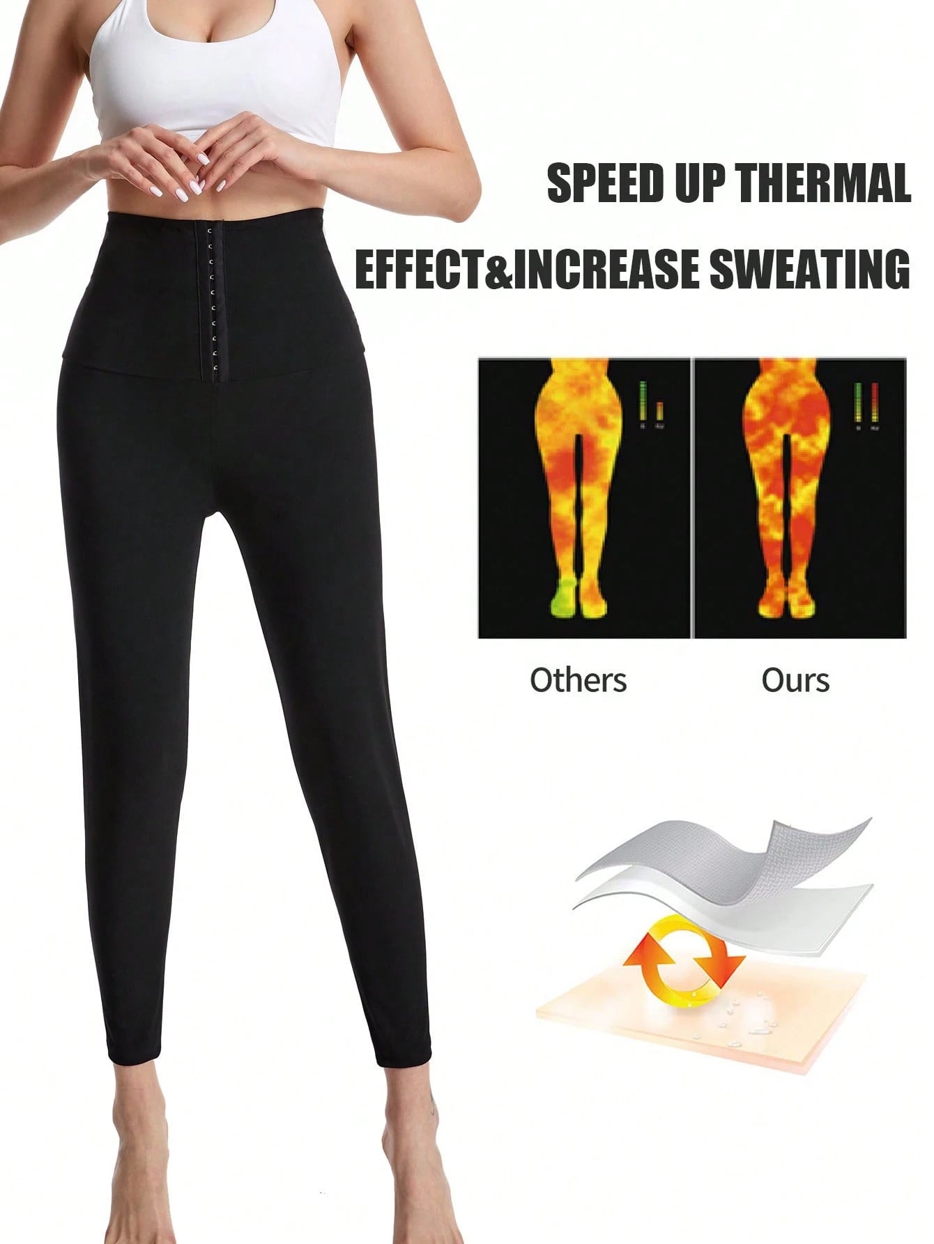 Sports Outdoor 1pc Women's Solid Color Full Coating Sweat-Wicking High Waisted Shaping Workout Leggings, Lumbar Girdles For Belly Slimming Corset Fall