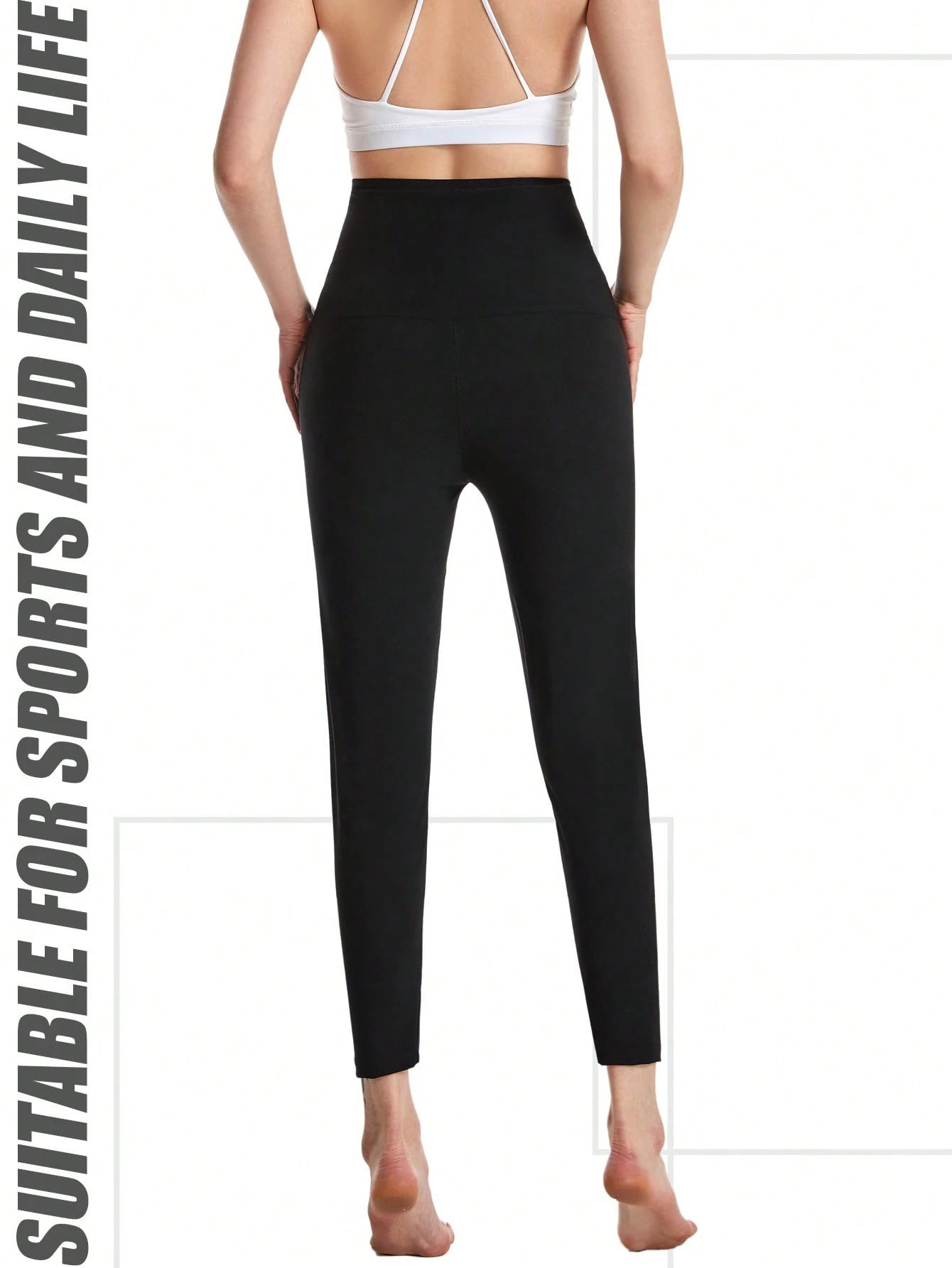 Sports Outdoor 1pc Women's Solid Color Full Coating Sweat-Wicking High Waisted Shaping Workout Leggings, Lumbar Girdles For Belly Slimming Corset Fall