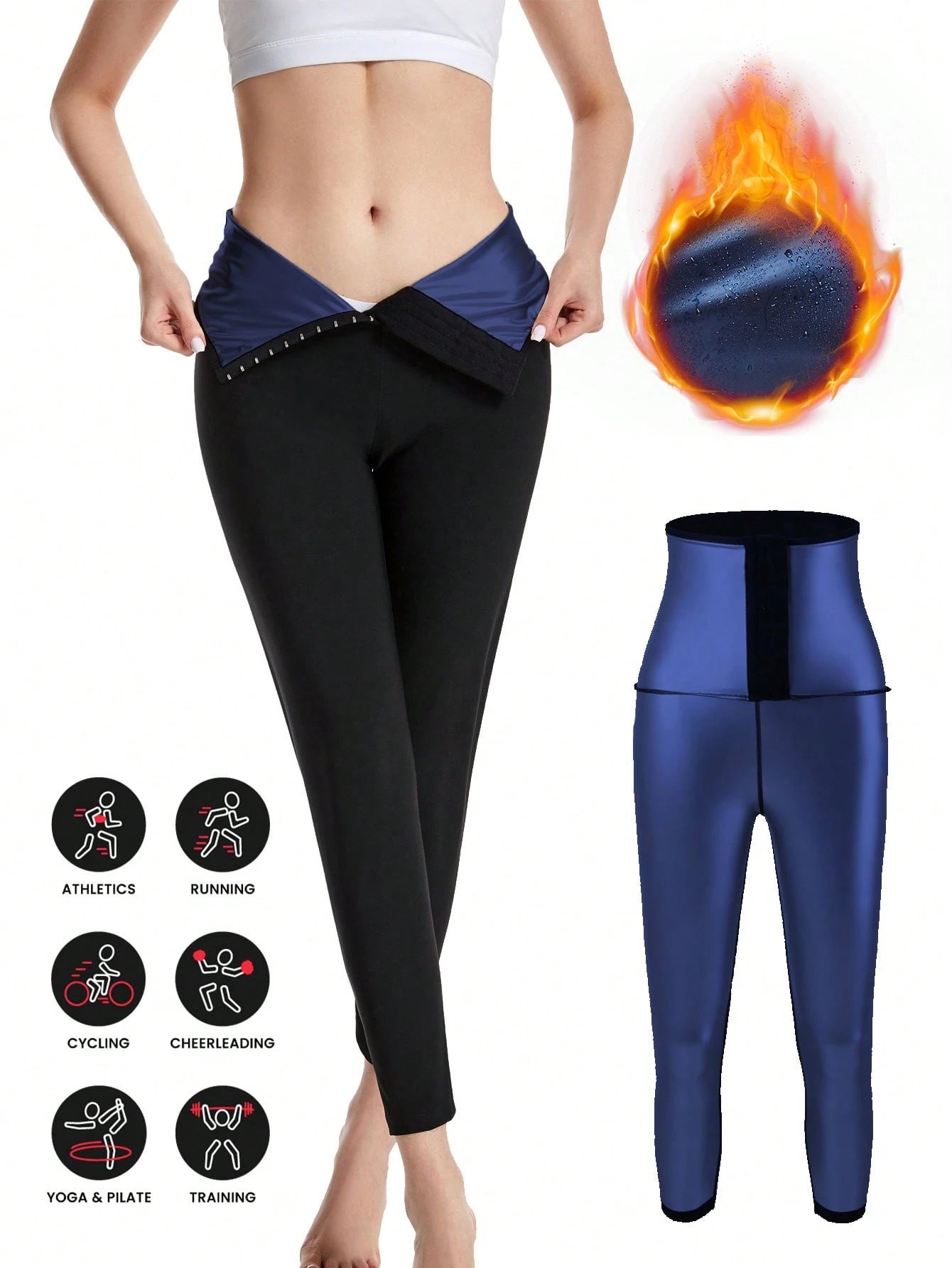 Sports Outdoor 1pc Women's Solid Color Full Coating Sweat-Wicking High Waisted Shaping Workout Leggings, Lumbar Girdles For Belly Slimming Corset Fall