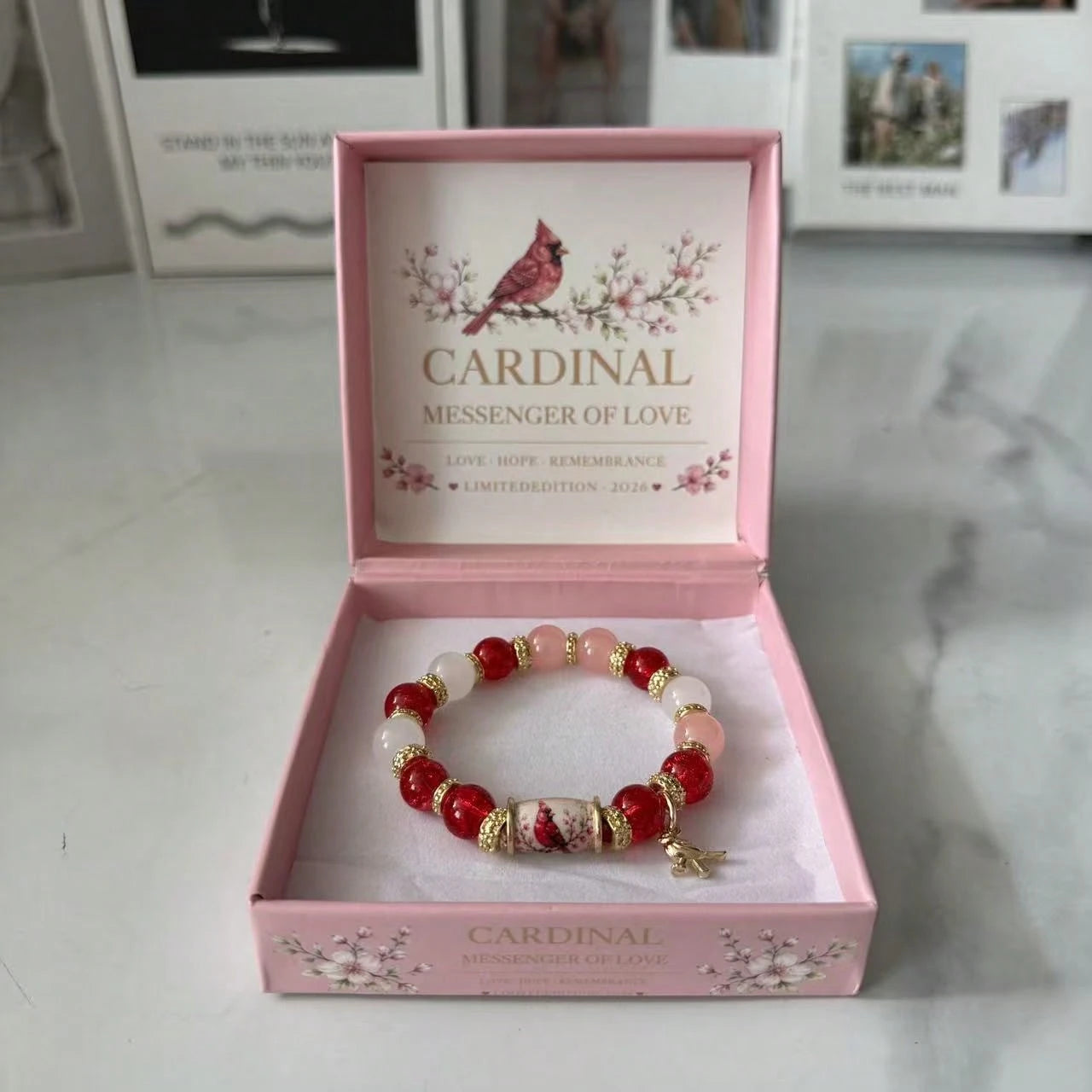 Spring Garden Hummingbird Beaded Bracelet Gift Set, Inspirational Charm Elastic Bracelet, Love And Peace Jewelry Gift