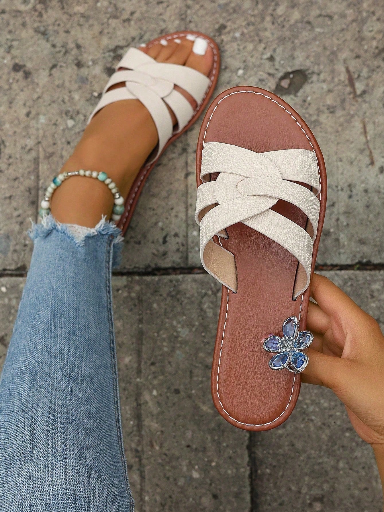 Spring/Summer New Brand H Style Women Sandals, Beach Sandals, Fashion Casual Slip-On Slippers, Minimalist Indoor Outdoor Slippers, Outdoor, Slip-On