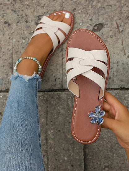Spring/Summer New Brand H Style Women Sandals, Beach Sandals, Fashion Casual Slip-On Slippers, Minimalist Indoor Outdoor Slippers, Outdoor, Slip-On