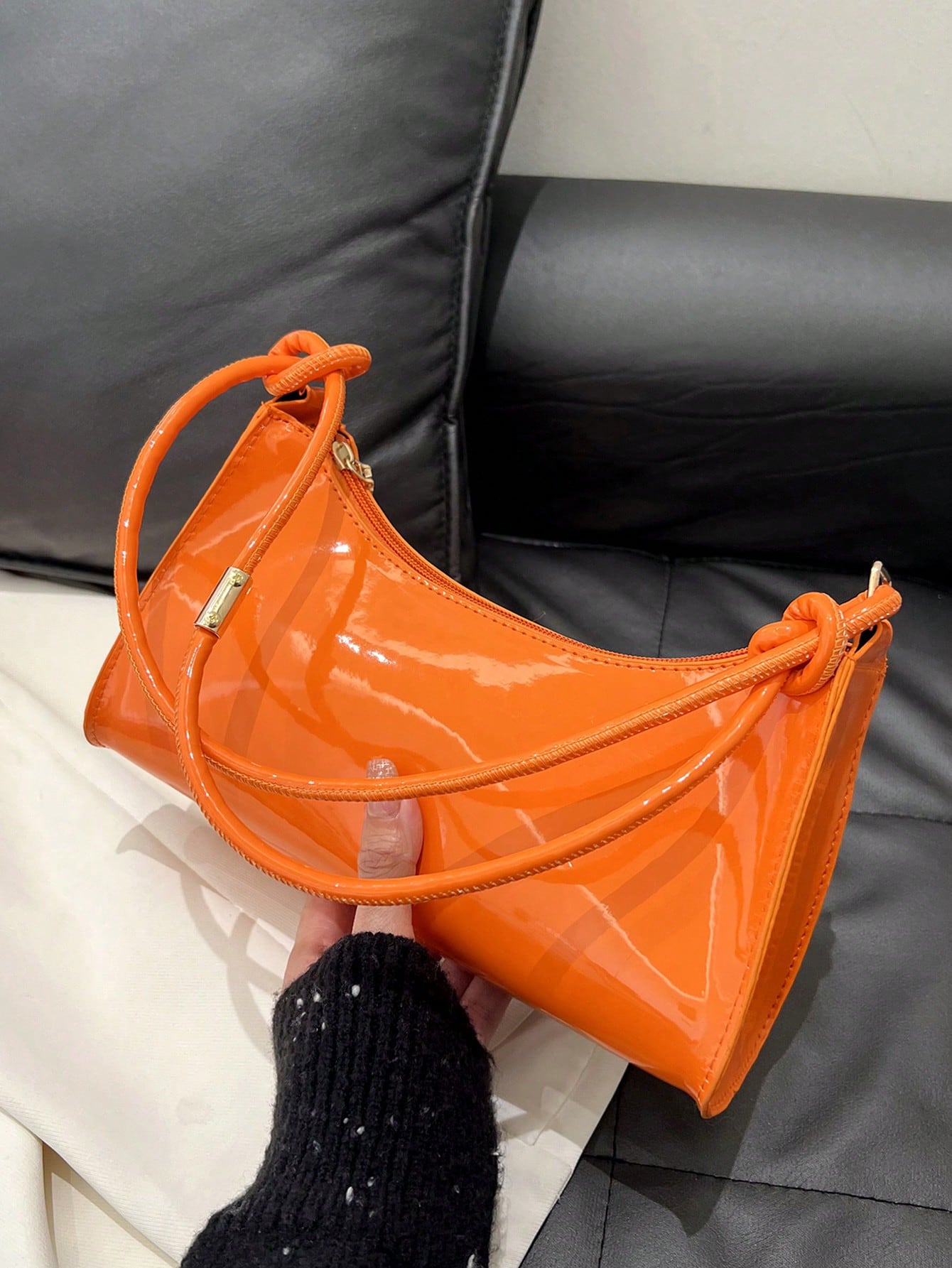 Spring/Summer New Smooth Chain Underarm Bag, Handbag, Shoulder Bag For Teenage Girls, Female College Students, Fashion Retro Zipper Bag, Suitable For Office, Work, Business, Commuting Women