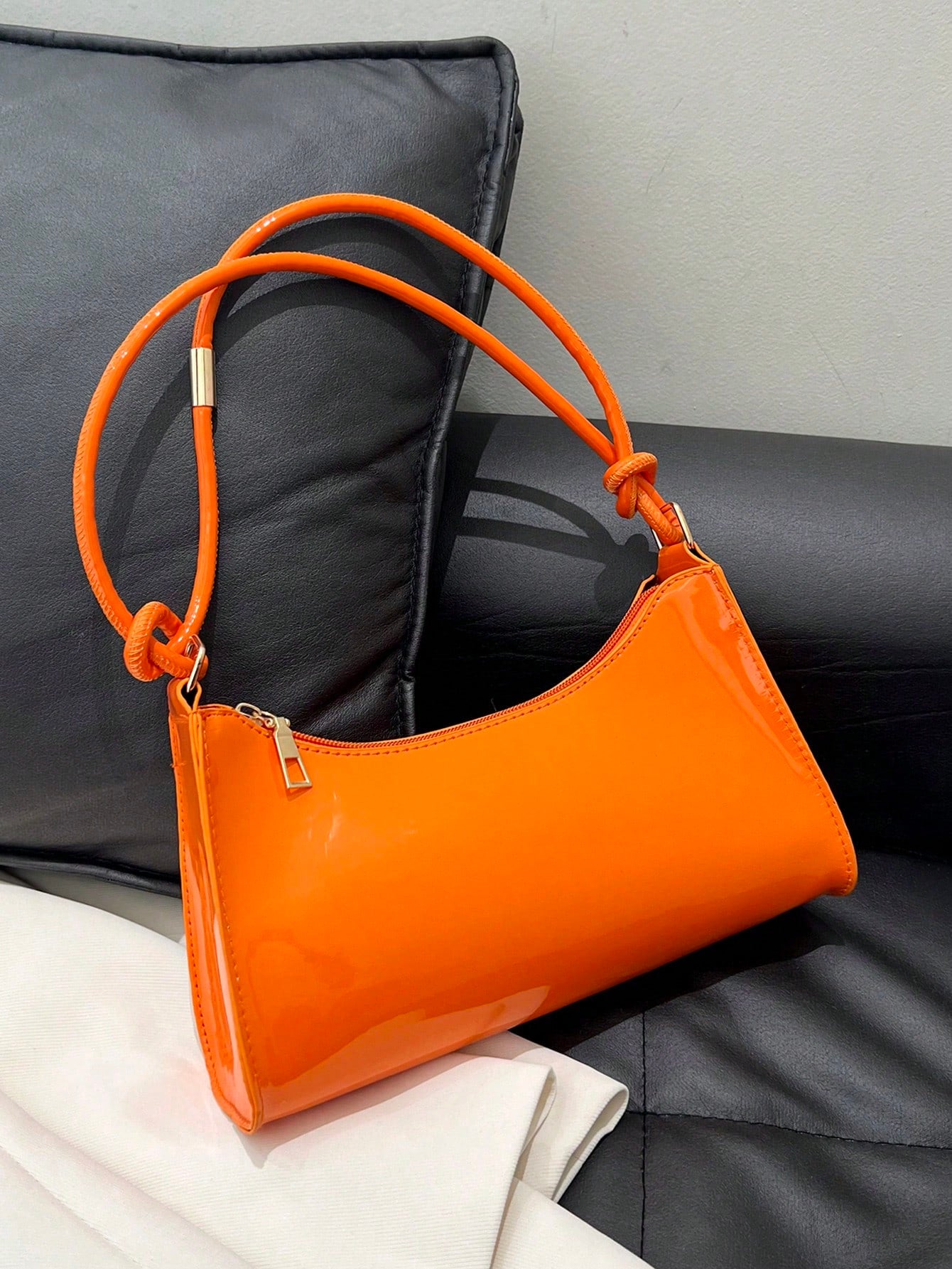 Spring/Summer New Smooth Chain Underarm Bag, Handbag, Shoulder Bag For Teenage Girls, Female College Students, Fashion Retro Zipper Bag, Suitable For Office, Work, Business, Commuting Women