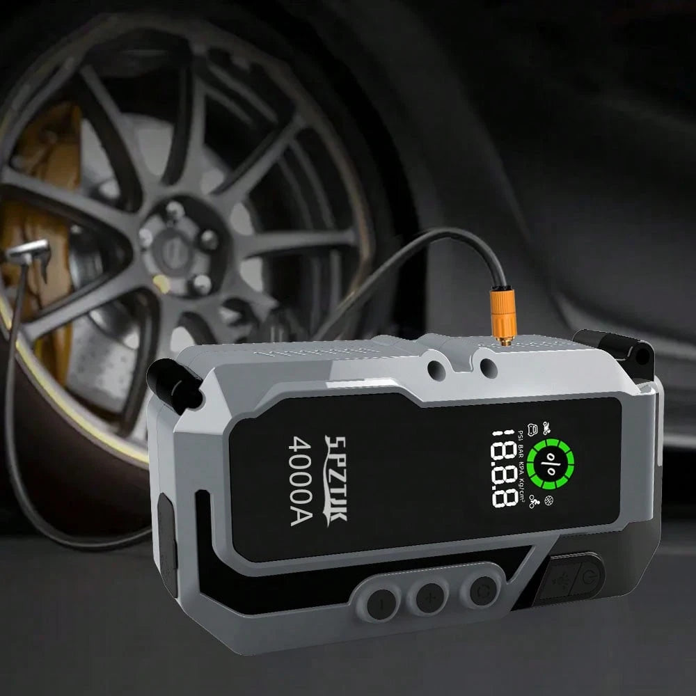 SPZTJK 25000mAH Car Battery Jump Starter With Air Compressor/ Tire Inflator, 5in 1 Function Jump Box 150PSl JumpStarter Battery Pack With Tire Inflator, 4000A Car Battery Charger Portable For Gal GasO