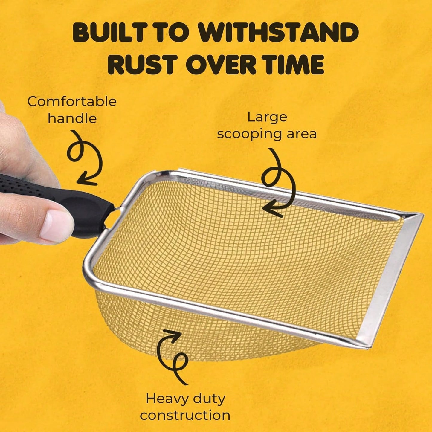 Stainless Steel Cat Litter Scoop, Beach Mesh Shovel,Practical Beach Deep Shovel, Stainless Steel Mesh Scooper,Heavy Duty Litter Scooper, Kitten Poop Sifting Cleaning Scoop
