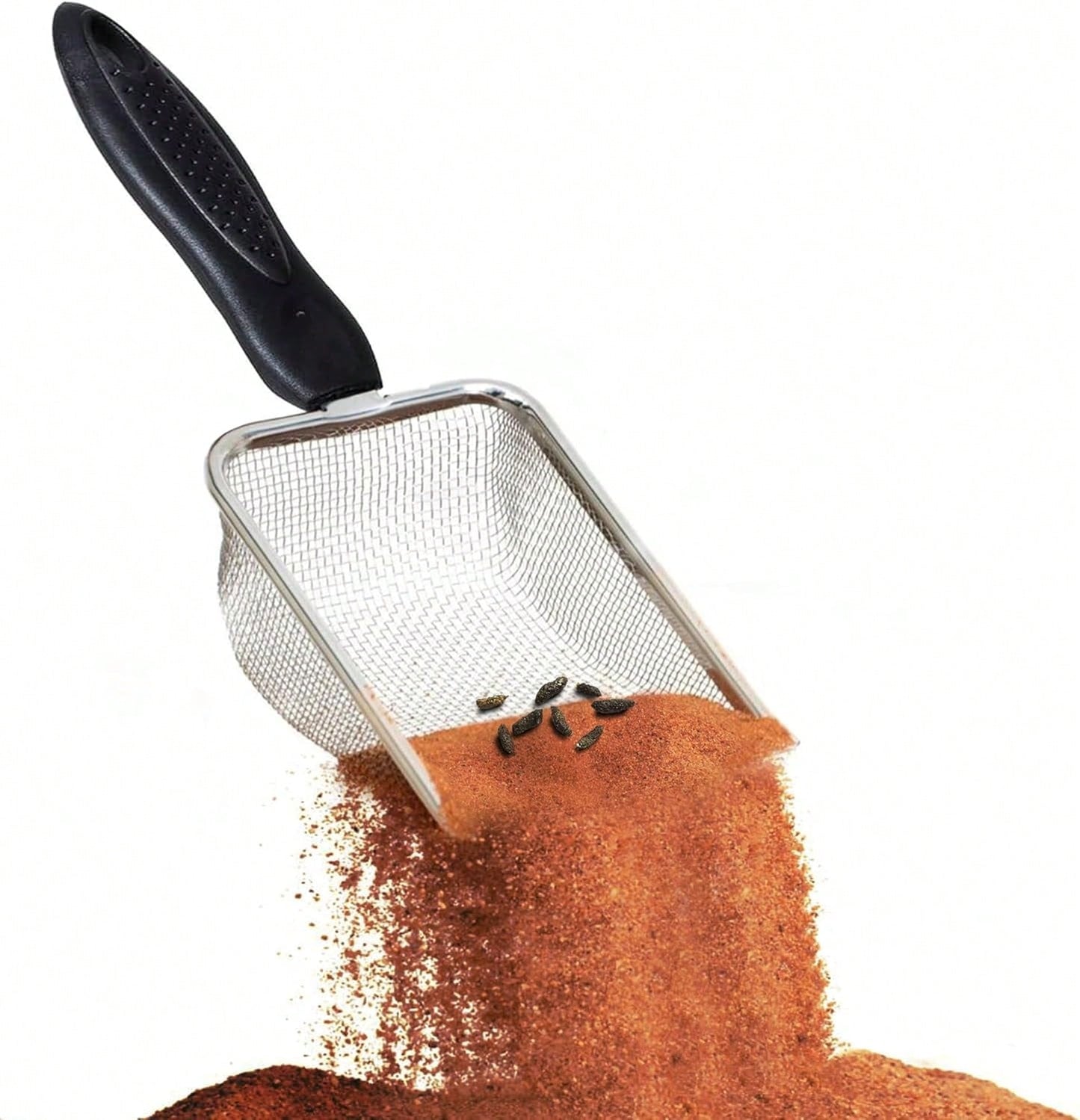 Stainless Steel Cat Litter Scoop, Beach Mesh Shovel,Practical Beach Deep Shovel, Stainless Steel Mesh Scooper,Heavy Duty Litter Scooper, Kitten Poop Sifting Cleaning Scoop