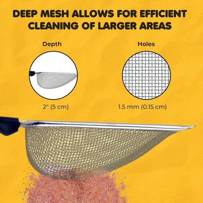 Stainless Steel Cat Litter Scoop, Beach Mesh Shovel,Practical Beach Deep Shovel, Stainless Steel Mesh Scooper,Heavy Duty Litter Scooper, Kitten Poop Sifting Cleaning Scoop