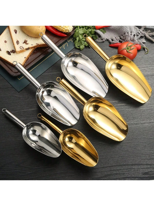Stainless Steel Ice Shovel, Flat Ice Scoop, Bar Tool, Supermarket Shovel For Sugar/Candy/Tea Leaves, Gift For Father